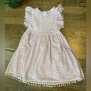 Humor Bear Pink Girls Lace Dress Sz 120